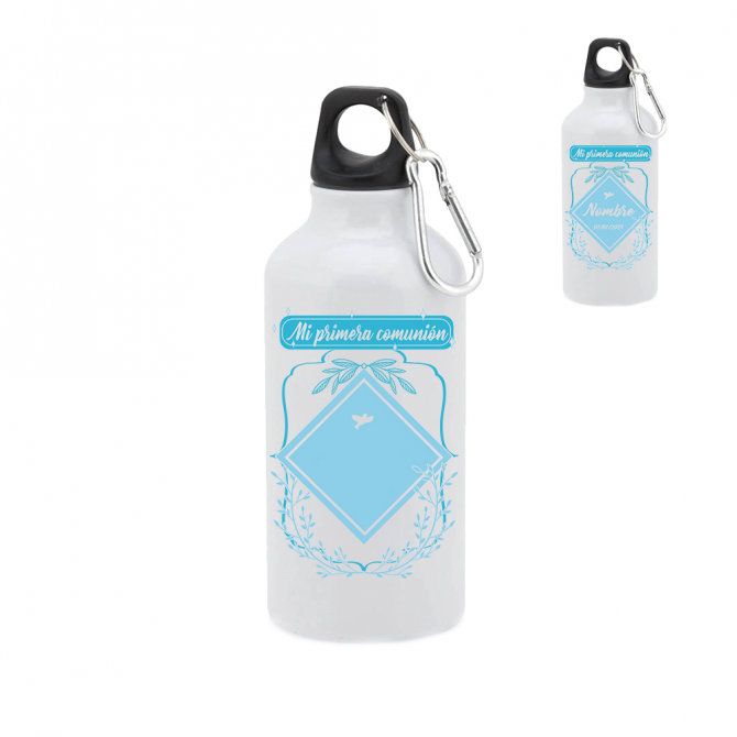 Botella-bidón 400 ml. "Mi primera comunión" Floral. Personalizada