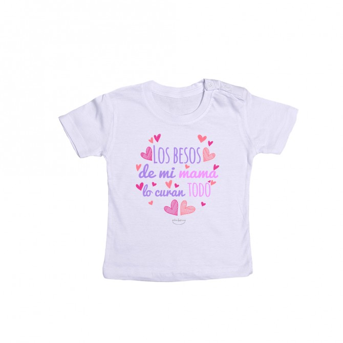 Camiseta bebé "Los besos de mi mamá lo curan todo"