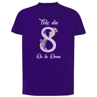 Camiseta dia de la dona "Feliç dia de la dona" unisex púrpura