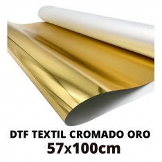 DTF CROMADO ORO por metros 57x100cm