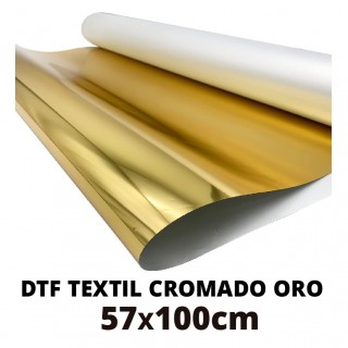 DTF CROMADO ORO por metros 57x100cm