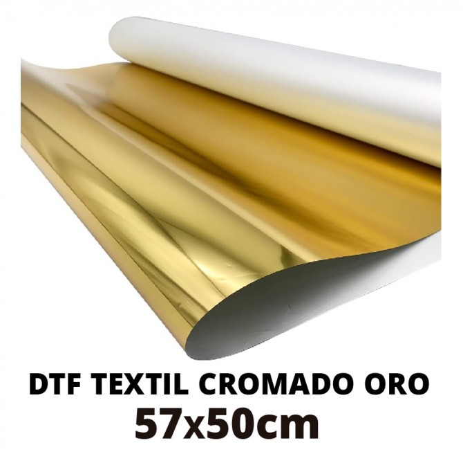 DTF CROMADO ORO por metros 57x50cm