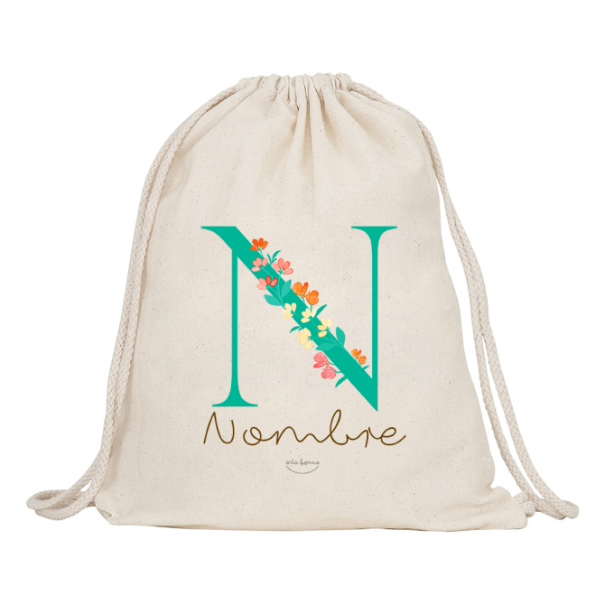 Mochila-saco de tela "Inicial" Personalizada