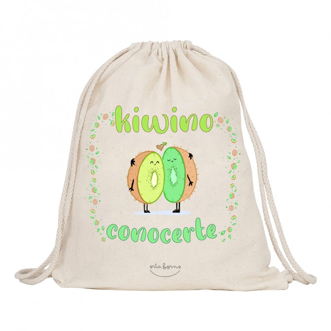 Mochila-saco de tela "Kiwino conocerte"