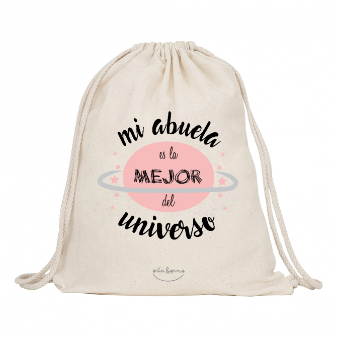 Mochila-saco de tela "Mi abuela es la mejor del universo"