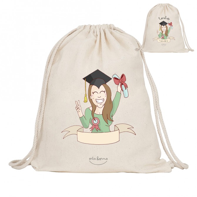 Mochila-saco de tela personalizada "Graduada"
