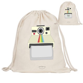 Mochila-saco de tela personalizada "Captura el momento. Polaroid"