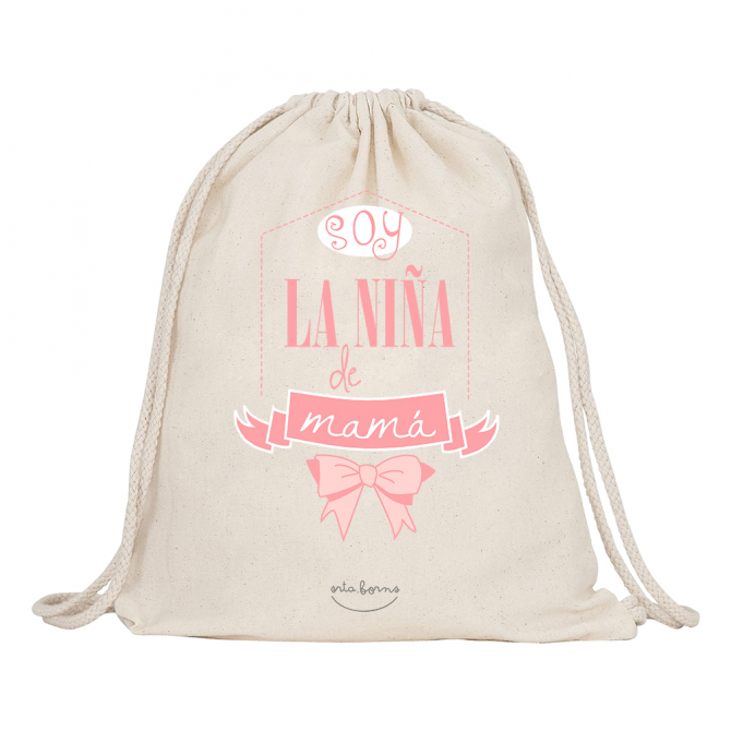 Mochila-saco de tela "Soy la niña de mamá"