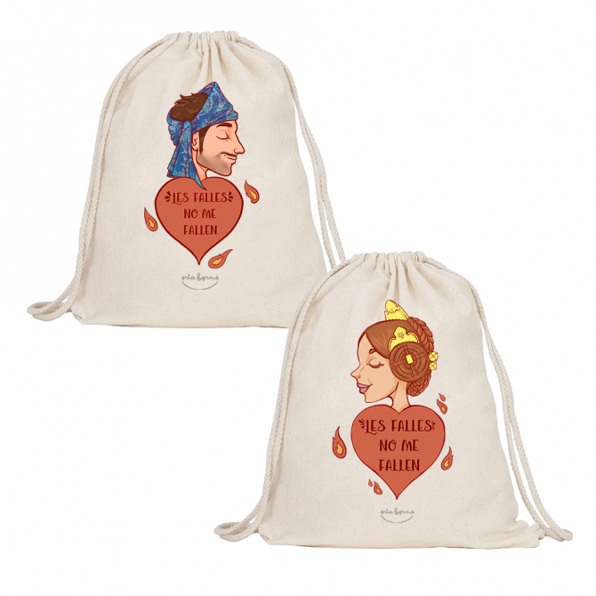 Pack 2 mochilas-sacos de tela "Les falles no ens fallen"