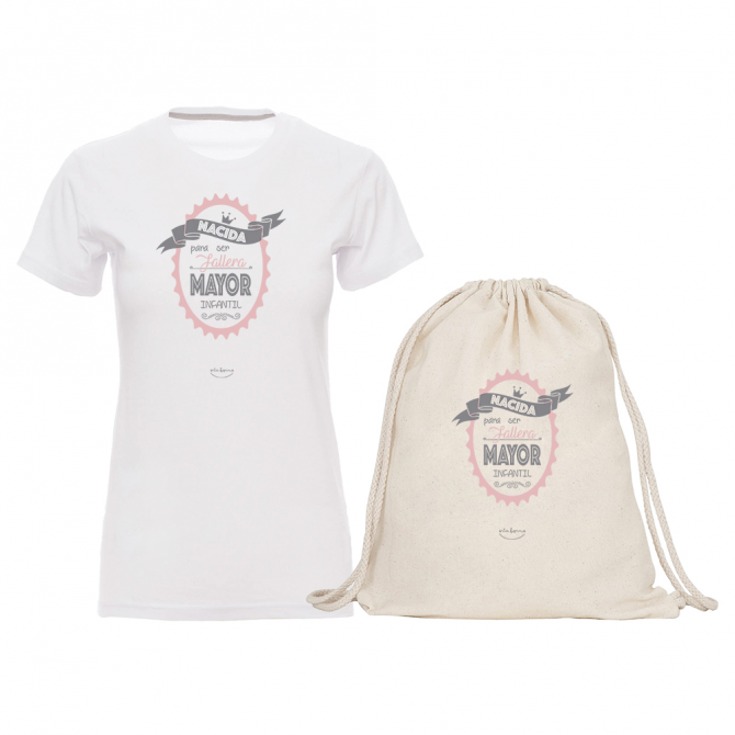 Pack camiseta y mochila-saco "Nacida para ser fallera mayor infantil"