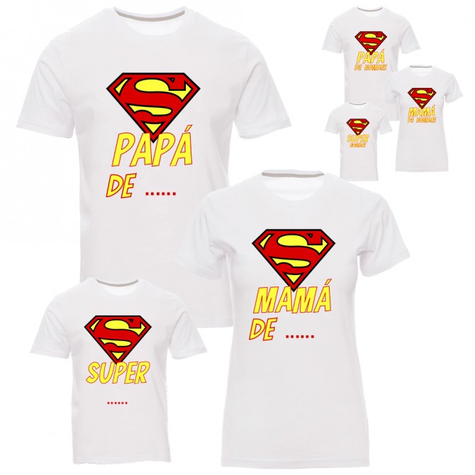 Pack camisetas "Super familia" personalizadas