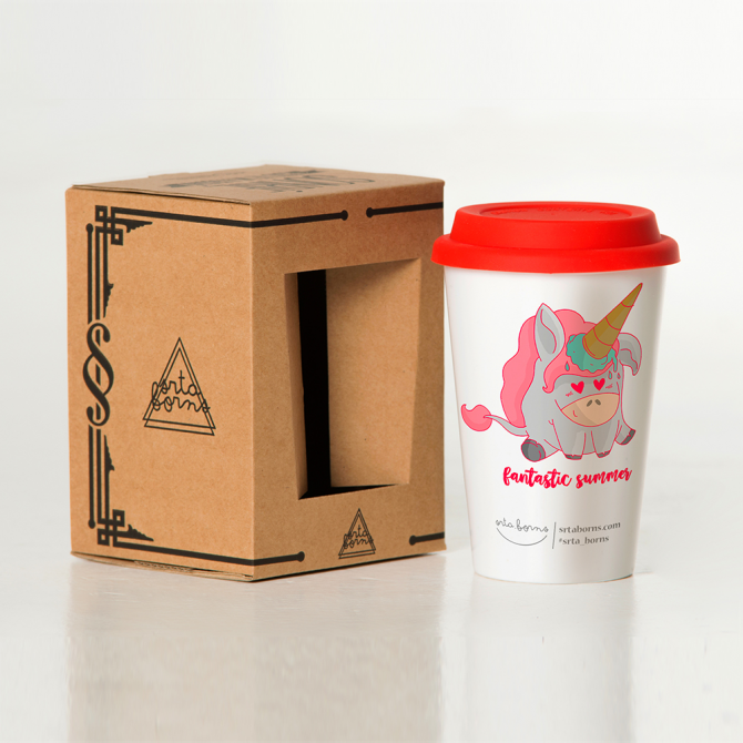 Vaso con tapa "Fantastic summer"