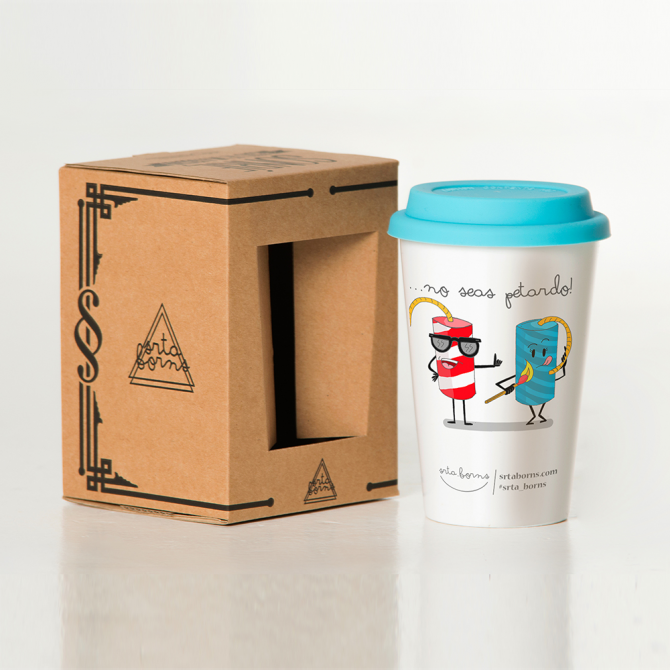 Vaso con tapa "No seas petardo!"